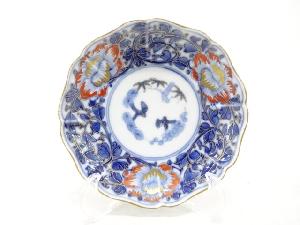 古伊万里　染付　牡丹唐草　四寸皿